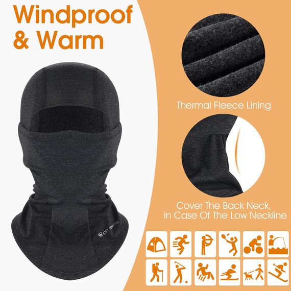 WESTGIRL Sturmhaube Winter Skimaske, Winddichte warme Gesichtsmaske für Männer Frauen, Kaltes Wetter Thermal Fleece Outdoor Sports Schutzausrüstung für Radfahren, Skifahren, Snowboarden