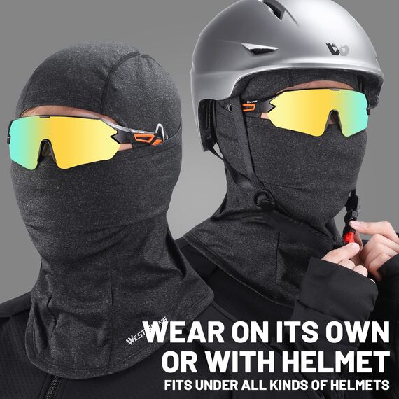 CYCLESPEED Sturmhaube Motorrad Fahrrad Balaclava Winter Skimaske für Herren Damen Gesichtshaube Warm Winddicht Atmungsaktiv für Laufen Outdoor-Aktivitäten (Schwarz+Grau)