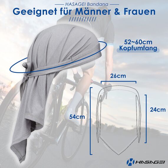HASAGEI Atmungsaktiv Kopftuch Face Bandana Schnell Trocknend Durag Elastisch Herren Halstuch Sport (Grau)