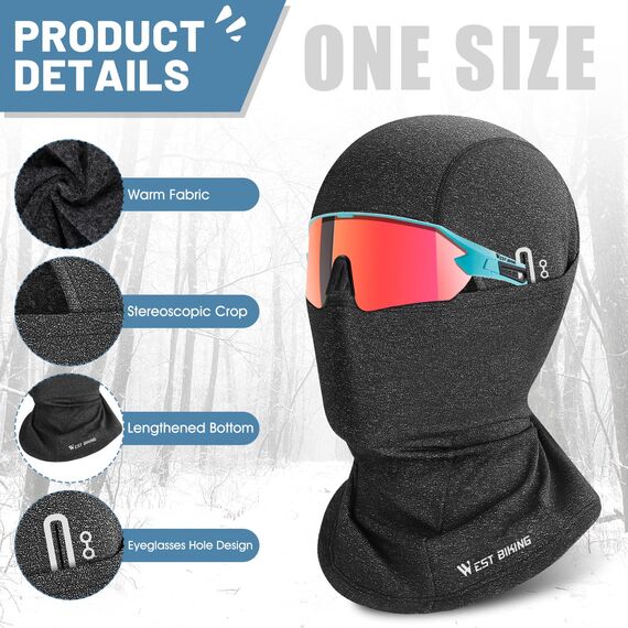 CYCLESPEED Sturmhaube Motorrad Fahrrad Balaclava Winter Skimaske für Herren Damen Gesichtshaube Warm Winddicht Atmungsaktiv für Laufen Outdoor-Aktivitäten (Schwarz+Grau)