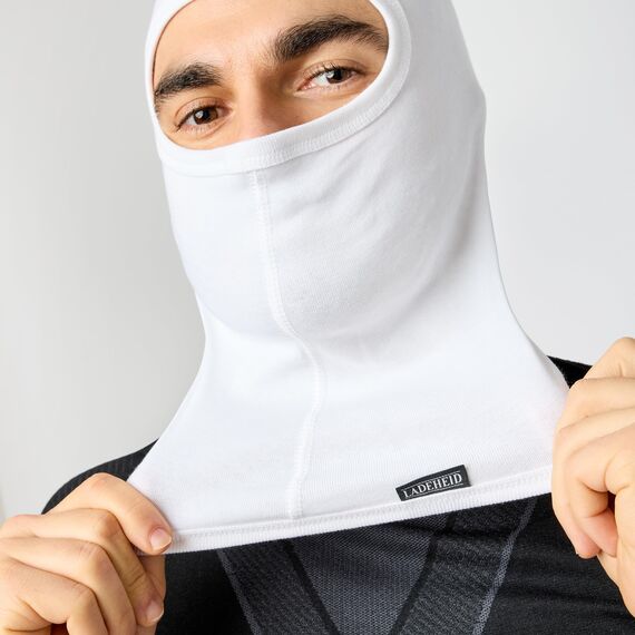 Ladeheid Sturmhaube Winter Skimaske für Herren und Damen Silverplus Thermoaktiv Balaclava Komfort Ideal für Ski Sturmmaske Motorrad Fahrrad LA-127 (Weiß, M/L)
