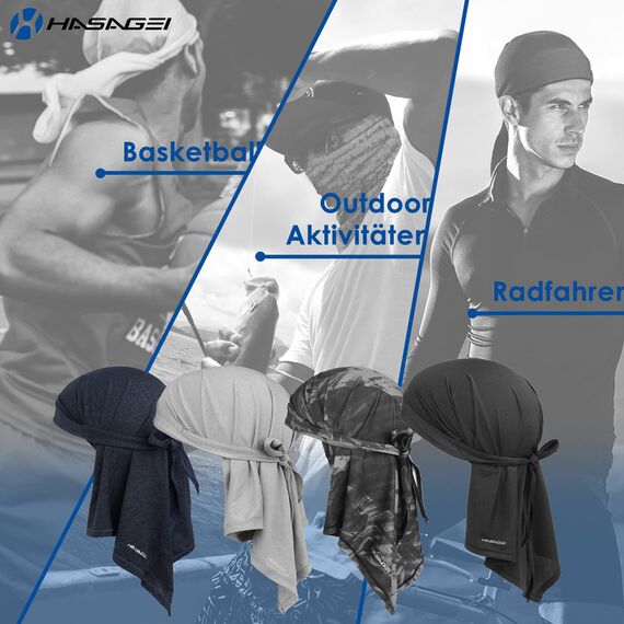 HASAGEI Atmungsaktiv Kopftuch Face Bandana Schnell Trocknend Durag Elastisch Herren Halstuch Sport (Grau)