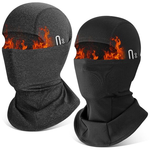 HEGCOIIE 2 Stück Winter Sturmhaube für Herren und Damen,Winddicht Thermo Balaclava Gesichtsmaske Skimaske für Outdoor Sports Radfahren, Skifahren, Motorrad, Fahrrad (Schwarz+Dunkelgrau)