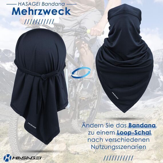 HASAGEI Atmungsaktiv Kopftuch Face Bandana - Schnell Trocknend Durag Elastisch Herren Halstuch Sport (Blau + Grau)
