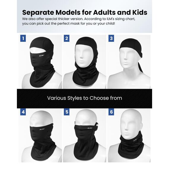ILM Sturmhaube Winter Balaclava Herren Damen Ski Mask Sturmmaske Schwarz für Fahrrad Motorrad Skifahren,FM01A