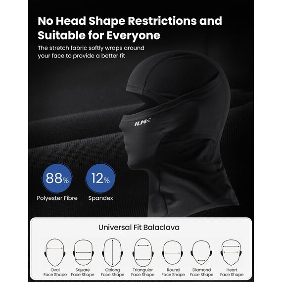 ILM Sturmhaube Winter Balaclava Herren Damen Ski Mask Sturmmaske Schwarz für Fahrrad Motorrad Skifahren,FM01A