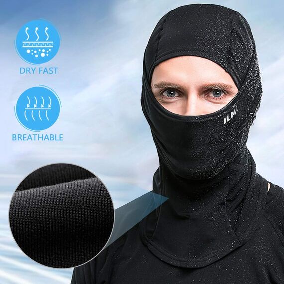 ILM Sturmhaube Winter Balaclava Herren Damen Ski Mask Sturmmaske Schwarz für Fahrrad Motorrad Skifahren,FM01A
