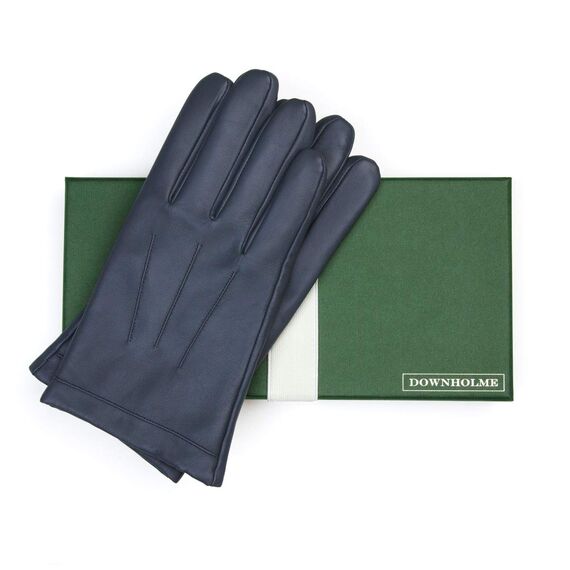 Downholme Klassische Lederhandschuhe mit Innenfutter aus Kaschmir für Herren (Dunkelblau, XL)