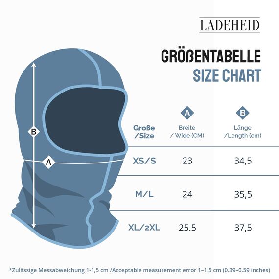 Ladeheid Sturmhaube Winter Skimaske Balaclava Silverplus Thermoaktiv Sturmmaske Motorrad Fahrrad LA-146 (Marine, XS/S)