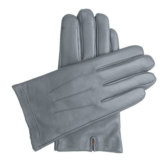 Downholme Touchscreen-Lederhandschuhe mit Innenfutter aus Kaschmir für Herren (Grau, S)