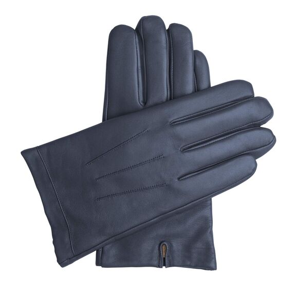 Downholme Klassische Lederhandschuhe mit Innenfutter aus Kaschmir für Herren (Dunkelblau, M)
