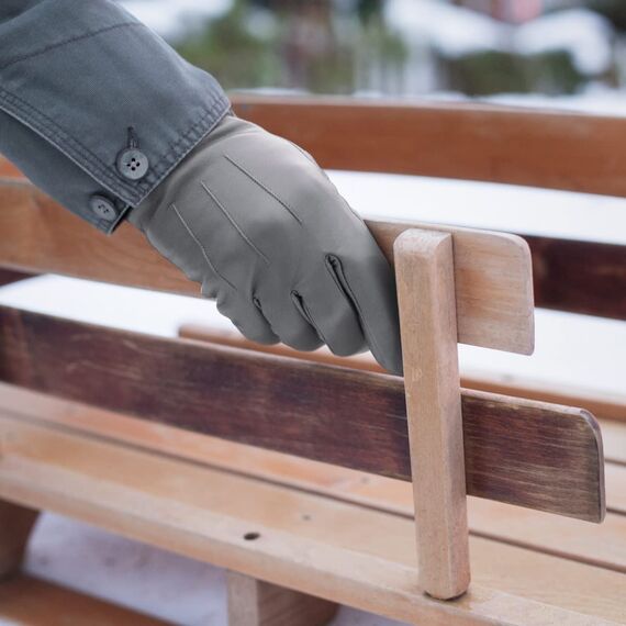 Downholme Touchscreen-Lederhandschuhe mit Innenfutter aus Kaschmir für Herren (Grau, XXL)