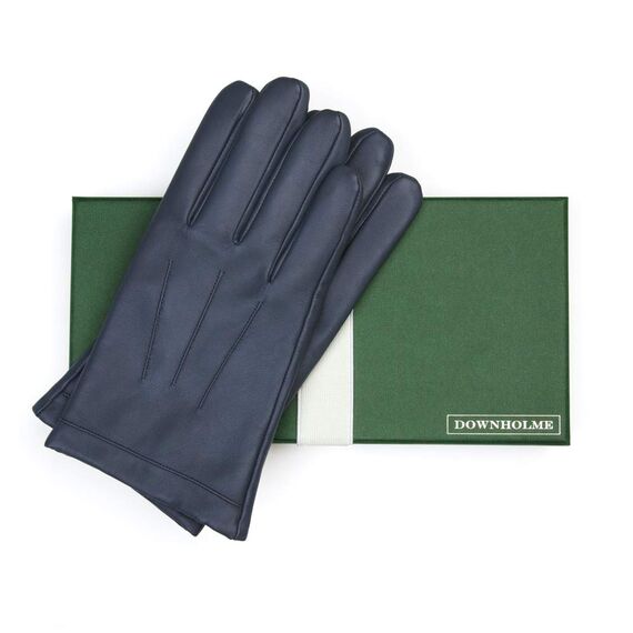 Downholme Touchscreen-Lederhandschuhe mit Innenfutter aus Kaschmir für Herren (Dunkelblau, M)