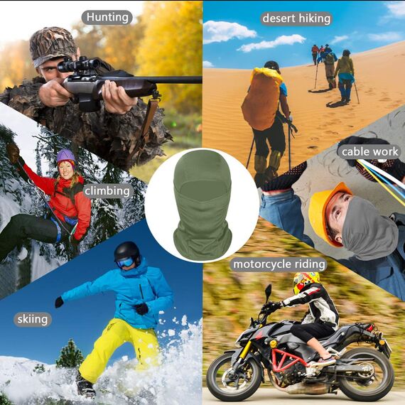Achiou Skimaske für Herren Damen, Sturmhaube, Gesichtsmaske, Shiesty Maske, UV-Schutz, leicht, für Motorrad, Snowboard, Grün