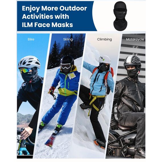 ILM Sturmhaube Winter Balaclava Herren Damen Ski Mask Sturmmaske Schwarz für Fahrrad Motorrad Skifahren,FM01A