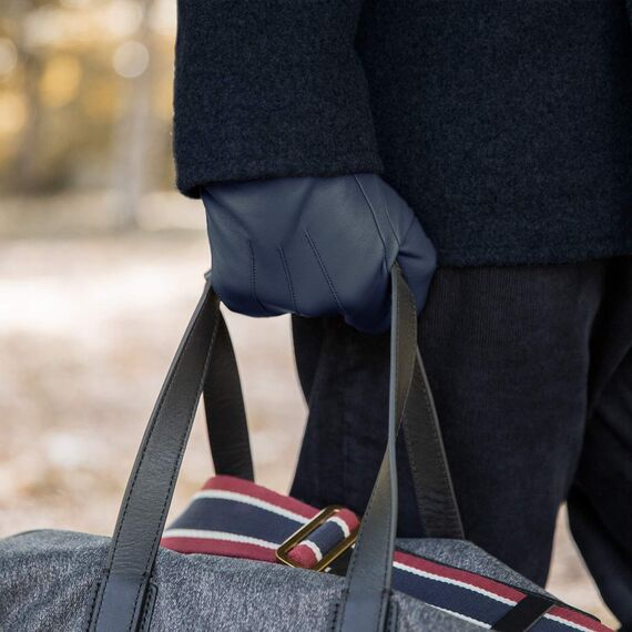 Downholme Klassische Lederhandschuhe mit Innenfutter aus Kaschmir für Herren (Dunkelblau, M)