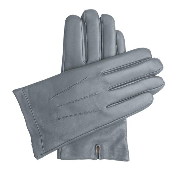 Downholme Klassische Lederhandschuhe mit Innenfutter aus Kaschmir für Herren (Grau, M)