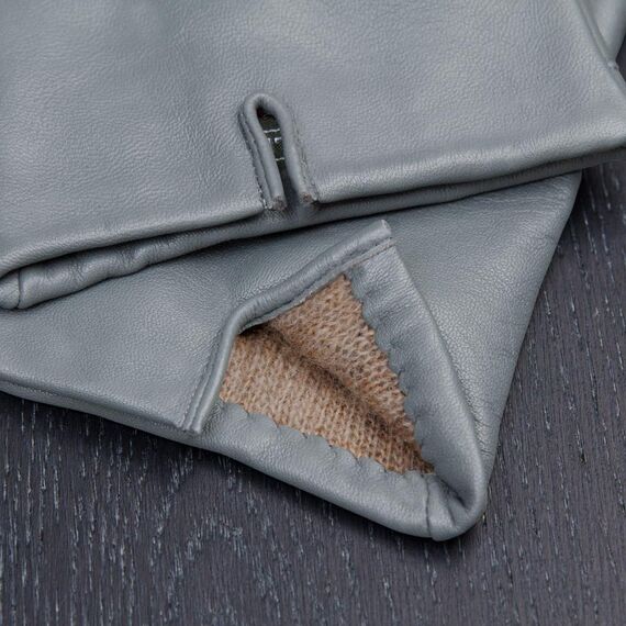 Downholme Klassische Lederhandschuhe mit Innenfutter aus Kaschmir für Herren (Grau, L)