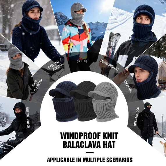 TAGVO Winter Thermo Gesichtsmaske Sturmhauben, Warm Fleecefutter Nackenwärmer, Winddicht Dick Radsport Ski Laufen Gesichtsmaske für Erwachsene Frauen Männer Sport im Freien - Universalgröß