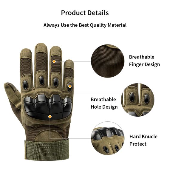HUNTVP Taktische Handschuhe Touchscreen Militär Einsatzhandschuhe Atmungsaktiv Fahrrad Handschuhe Motorradhandschuhe für Softair Paintball Wandern Klettern Radsport,Grün XL