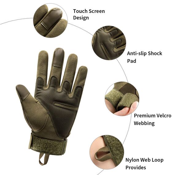 HUNTVP Taktische Handschuhe Touchscreen Militär Einsatzhandschuhe Atmungsaktiv Fahrrad Handschuhe Motorradhandschuhe für Softair Paintball Wandern Klettern Radsport,Grün XL
