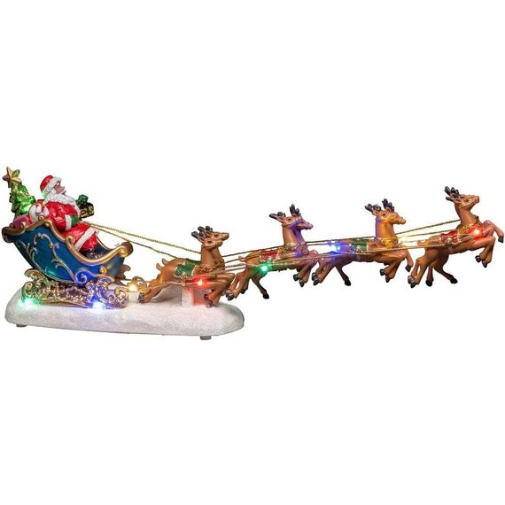 Konstsmide LED Szenerie Weihnachtsmann im Schlitten mit Rentieren, 10 bunte Dioden, batteriebetrieben, Innen - 4205-000, Mehrfarbig