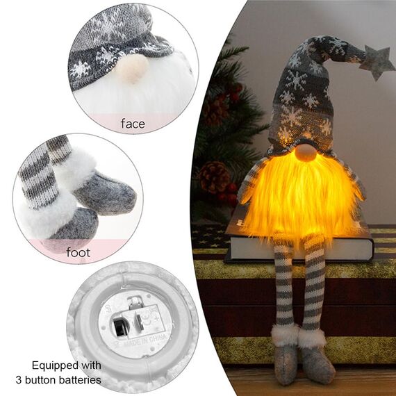 3 StüCk Weihnachtsdeko Innen, Weihnachtswichtel Beleuchtet, Handgemachte Esichtslose PlüSch Puppen, Weihnachtsdekoration, Weihnachtswichtel, Party Weihnachts Deko Spielzeug