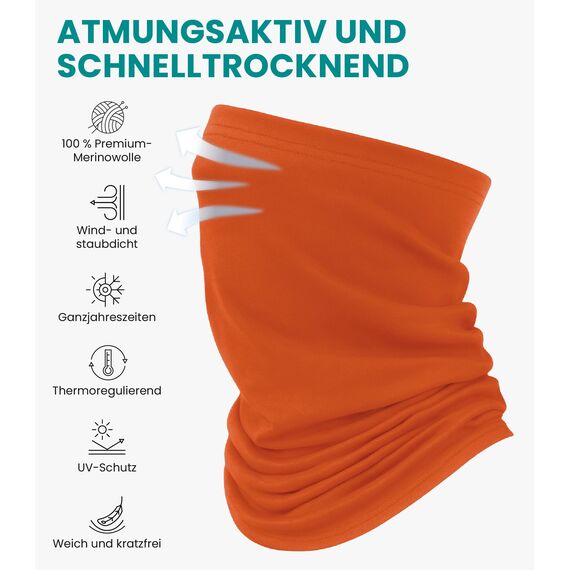 Merino.tech Unisex Merino Schlauchschal Herren - Loop Schal Damen Multifunktionstuch Halswärmer Merino Wolle (165 Rusty Orange)