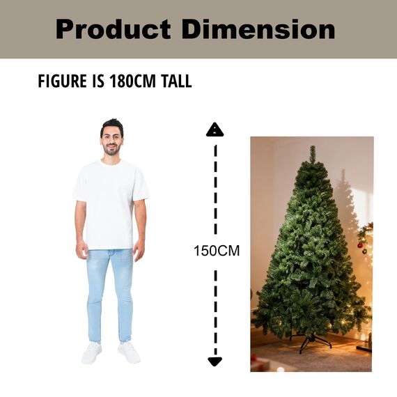 5ft/150cm Künstlichen Weihnachtsbaum Alaskan Pine Grün 350 Spitzen Xmas Home Dekorationen 1,5m, Metallständer