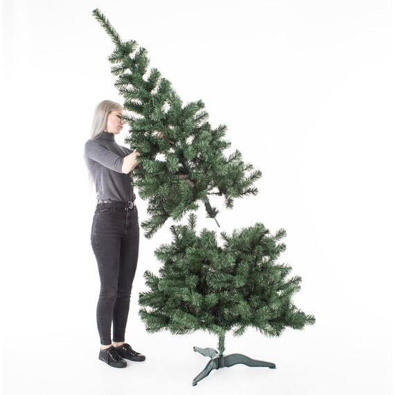 DecoKing Künstlicher Weihnachtsbaum 180 cm - PVC Tannenbaum künstlich inkl. Stabiler Ständer, Ø 105 cm, einfach aufzubauen - Christbaum Tanne unecht Grün Hergestellt in der EU, Lena