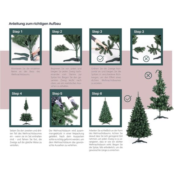 DecoKing Künstlicher Weihnachtsbaum 180 cm - PVC Tannenbaum künstlich inkl. Stabiler Ständer, Ø 105 cm, einfach aufzubauen - Christbaum Tanne unecht Grün Hergestellt in der EU, Lena