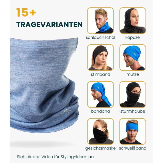 Merino.tech Unisex Merino Schlauchschal Herren - Loop Schal Damen Multifunktionstuch Halswärmer Merino Wolle (165 Rusty Orange)
