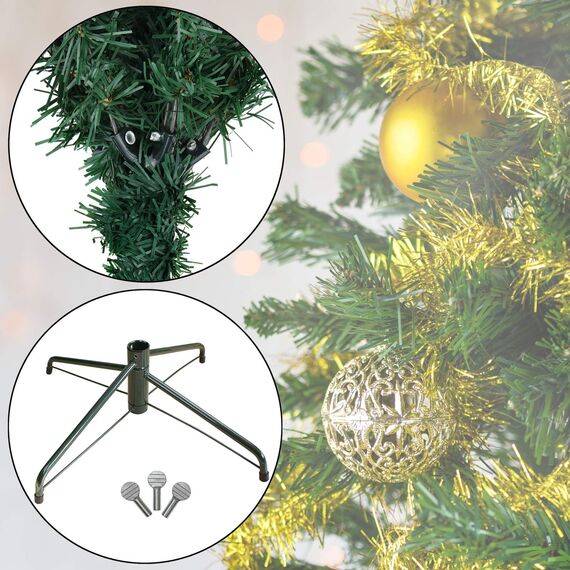BB Sport Christbaum Weihnachtsbaum 180 cm Dunkelgrün PVC Tannenbaum Künstlich Standfuß Klappsystem
