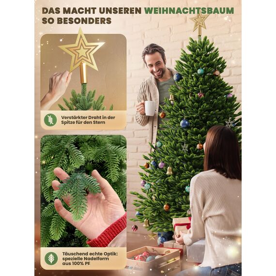 ArtiTree Künstlicher Weihnachtsbaum 180 cm – 100 % Spritzguss Nordfichte | Premium Tannenbaum naturgetreu inkl. FSC-Holzständer & Aufbewahrungstasche