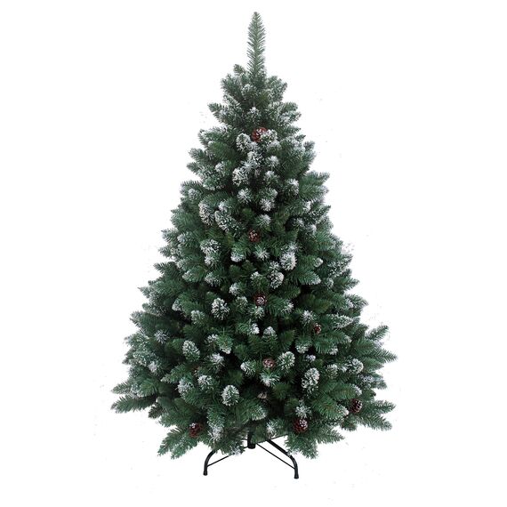 RS Trade HXT 15013 Schneebaum 270 cm Weihnachtsbaum künstlich mit Schnee und Zapfen (Ø ca. 174 cm) ca. 2600 Spitzen, schwer entflammbar, Schnellaufbau Klappsystem, inkl. Christbaum Ständer