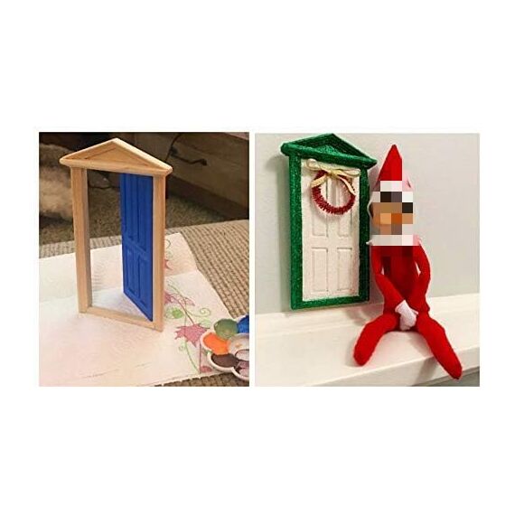 Super Idee Wichteltür Ostern Weihnachten Set Miniatur Wichtel Wichtel Tür Nissedor mit Zubehör Stiefel Weihnachtsbaum Dekokranz Holzleiter Verzierungen für Ostern Weihnachten