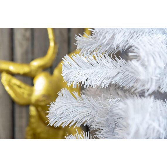 SHATCHI Künstlicher Weihnachtsbaum, weiße Alaska-Kieferspitzen, für Weihnachten, Zuhause, Weihnachtsdekoration, Metallständer, kühles Alaska-Weiß, 4 ft/120 cm