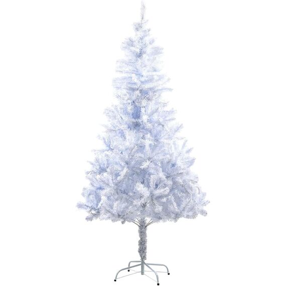 SHATCHI Künstlicher Weihnachtsbaum, weiße Alaska-Kieferspitzen, für Weihnachten, Zuhause, Weihnachtsdekoration, Metallständer, kühles Alaska-Weiß, 5 ft/150 cm