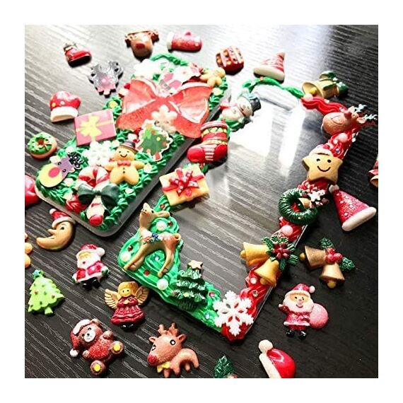 Kesote 30x Weihnachten Deko Streudeko Tischdeko Weihnachtsschmuck Konfetti Kunstharz Mini Zubehör Kunstharz Miniatur Klein Figur zum Basteln DIY Geschenk Mitgebsel für Adventskalender