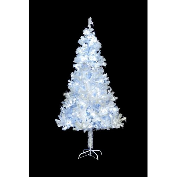 SHATCHI Künstlicher Weihnachtsbaum, weiße Alaska-Kieferspitzen, für Weihnachten, Zuhause, Weihnachtsdekoration, Metallständer, kühles Alaska-Weiß, 5 ft/150 cm
