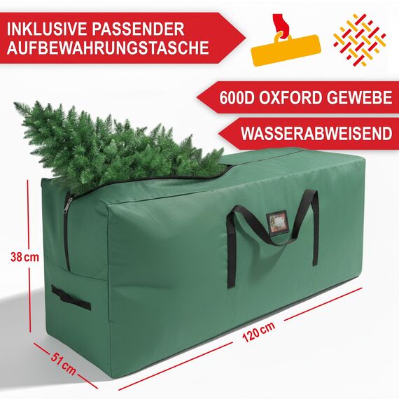 Wolkenland Künstlicher Weihnachtsbaum 180cm, in Premium Qualität - Mit Aufbewahrungstasche und Holzständer – Naturgetreu und mit dicht bestückten Zweigen – Künstliche Weihnachtsbäume