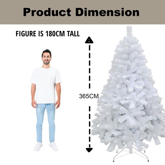 12ft/360cm Künstlichen Weihnachtsbaum Alaskan Pine Weiß 2800 Spitzen Xmas Home Dekorationen 3.6m, Metallständer