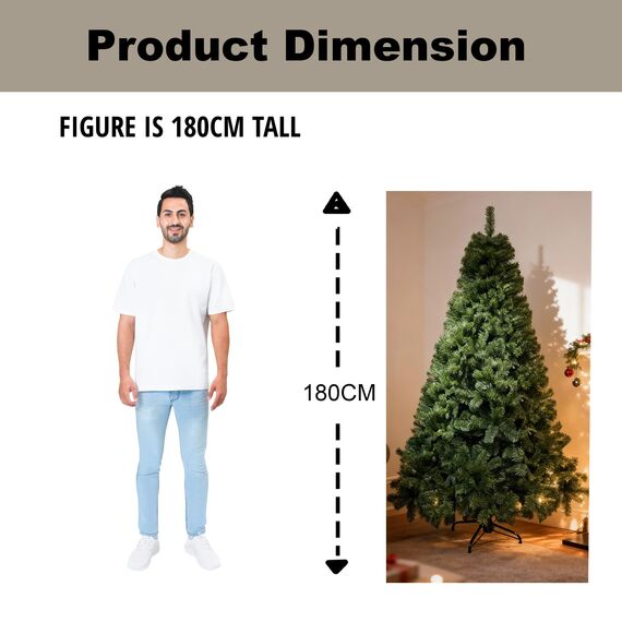 Shatchi 6ft Weihnachtsbaum GRÜN 550 Alaskan Pines Künstlicher Weihnachtsbaum mit Metallständer 180 cm