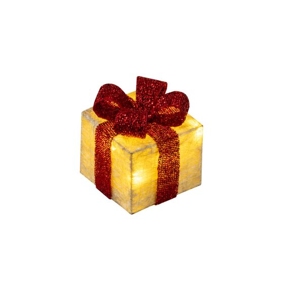 Bambelaa! 3er Led Deko Geschenke Leucht Boxen Timer Weihnachts Dekoration Weihnachtsdeko Beleuchtet Deko Weihnachten (Gelb)