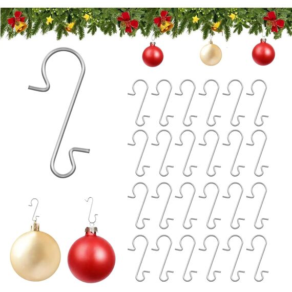 Naler 120 Kugelaufhänger S Haken Klein Schnellaufhänger für Weihnachtskugel Silber