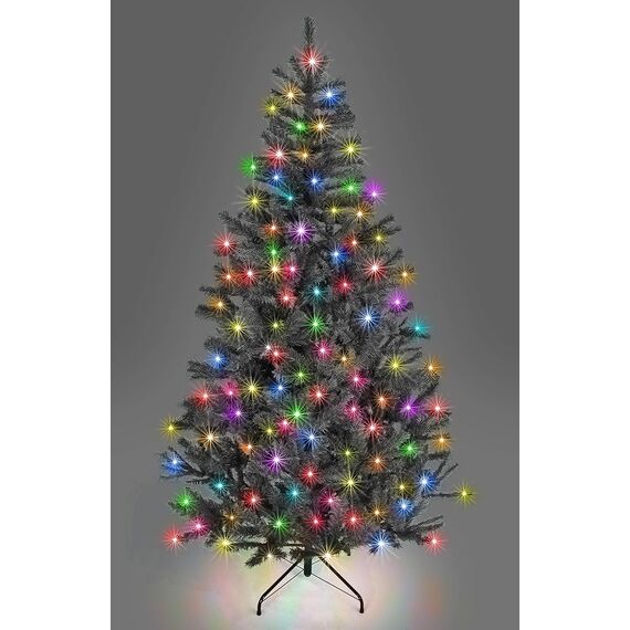 SHATCHI Künstlicher Weihnachtsbaum, Alaska-Kiefer, Schwarze Spitzen, Weihnachtsdekoration für Zuhause mit Metallständer, bunt, Alaskan-Schwarz, 4ft/120 cm