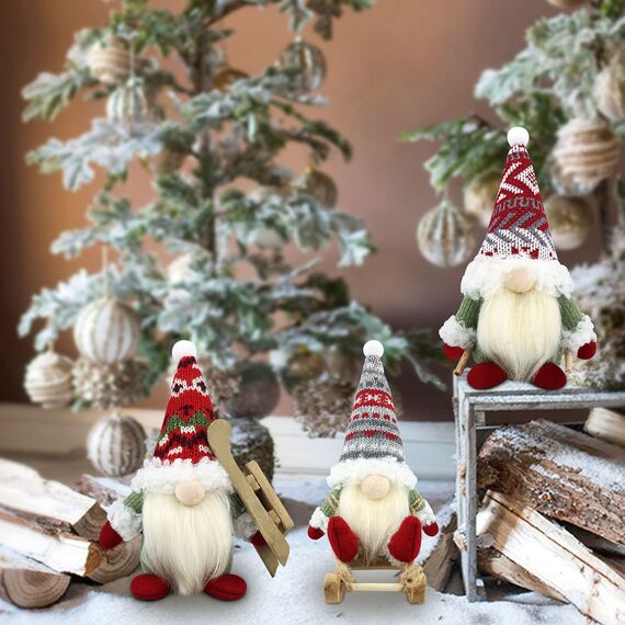 Gehydy Weihnachtswichtel 3er Set Wichtel Figuren Weihnachten Dekoration Weihnachtsdeko Christmas Decorations Wichtel Zubehör für Home Küche Deko