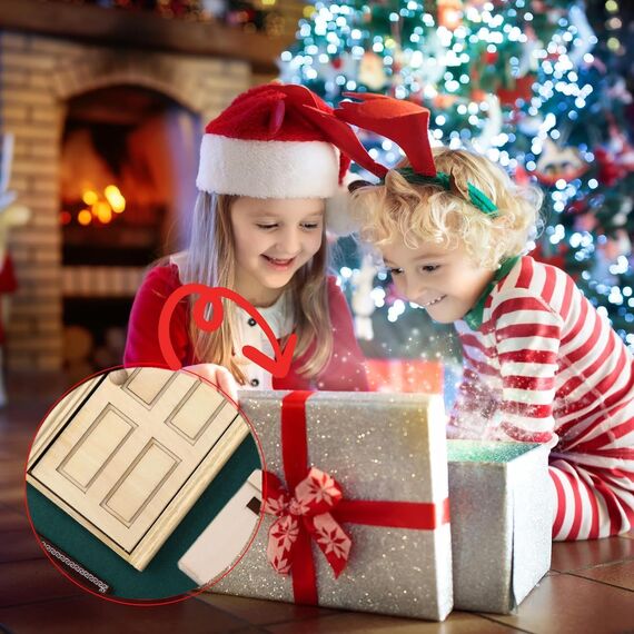 Super Idee Wichteltür Ostern Weihnachten Set Miniatur Wichtel Wichtel Tür Nissedor mit Zubehör Stiefel Weihnachtsbaum Dekokranz Holzleiter Verzierungen für Ostern Weihnachten