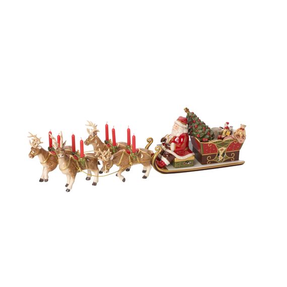 Villeroy & Boch Weihnachts-Spieluhr - Nostalgische Deko mit Santa und Rentieren, perfekt als Kerzenhalter und Porzellanfigur für Festliche Stimmung