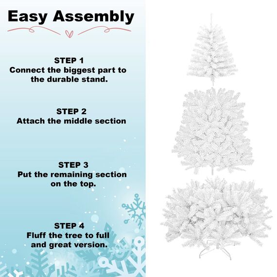 8ft/240cm Künstlichen Weihnachtsbaum Alaskan Pine Weiß 1100 Spitzen Xmas Home Dekorationen 2,4m, Metallständer